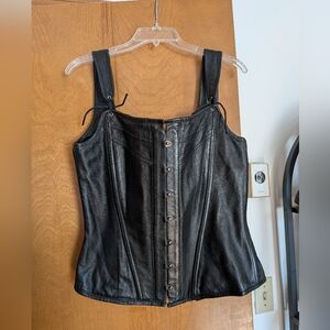 Black Faux Leather Corset Top